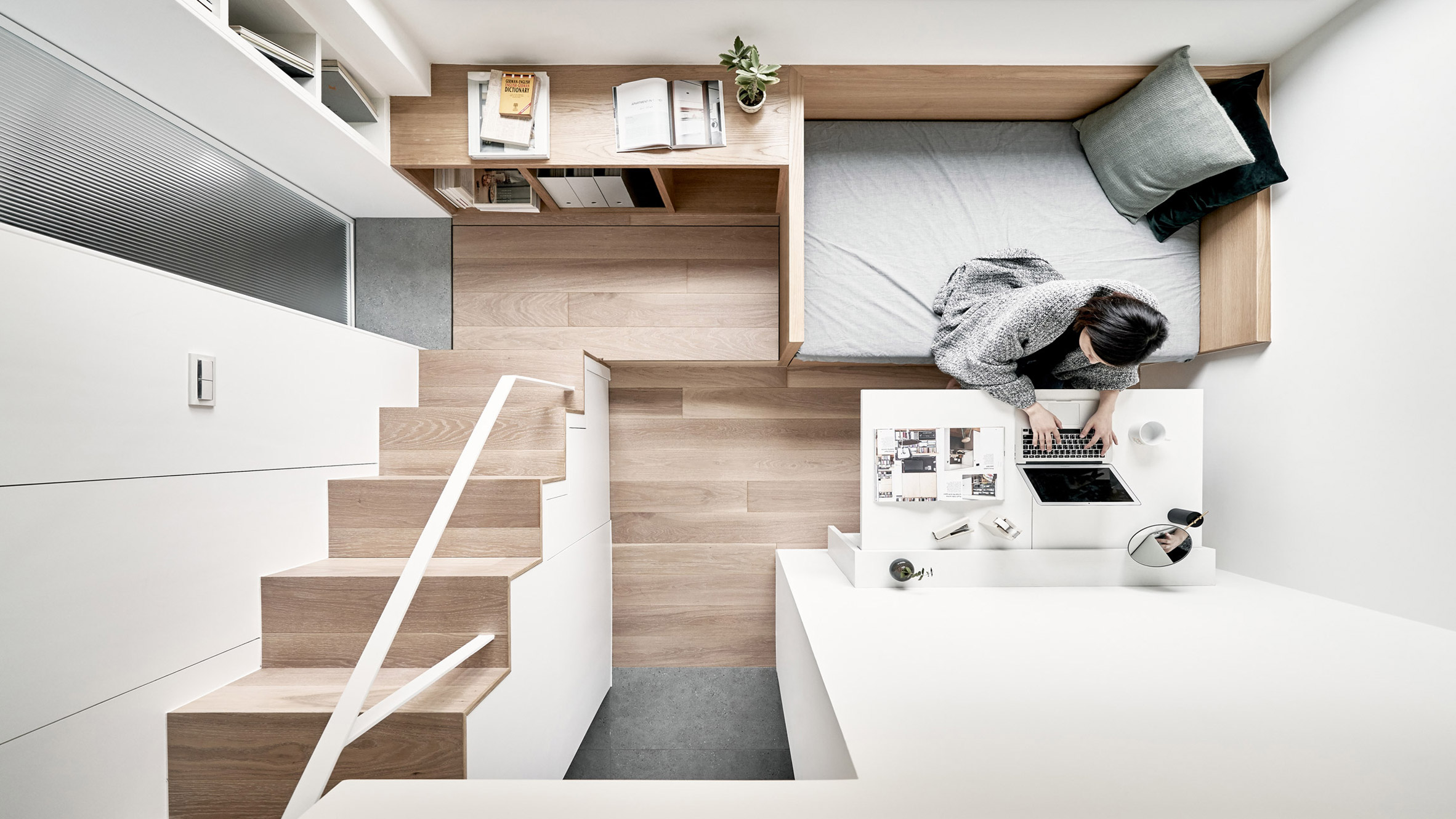 Микро апартамент в Тайван е обзаведен с вградени мебели