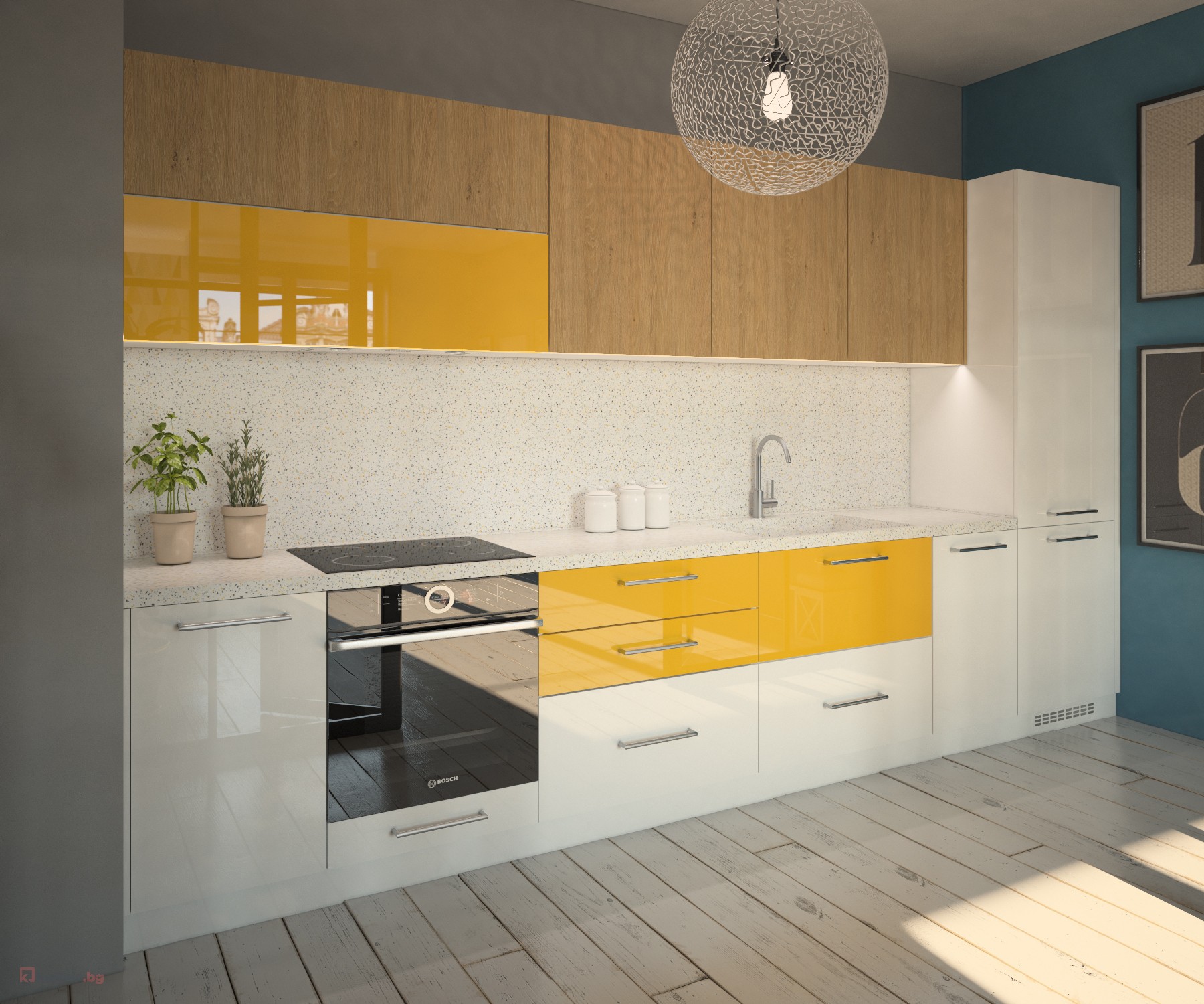 жълти кухненски шкафове