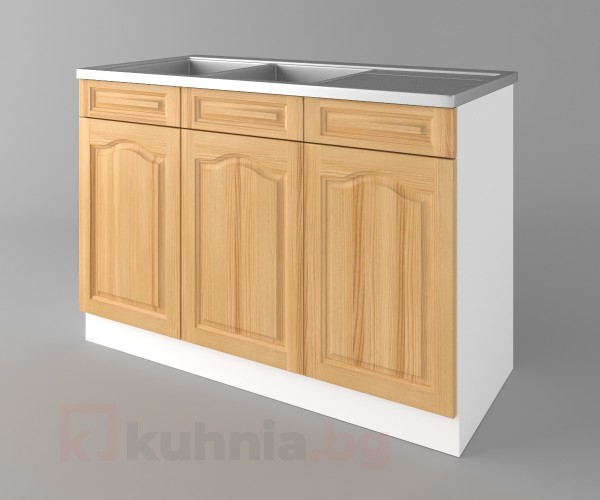 Долен кухненски шкаф с двукоритна мивка  Астра - Натурална