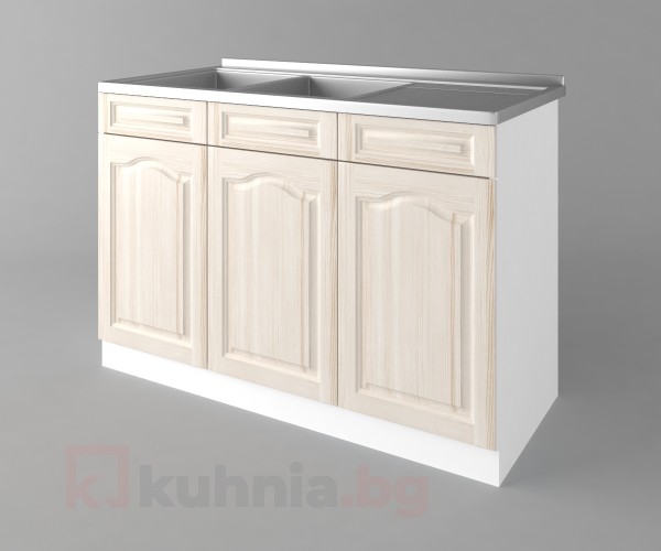Долен кухненски шкаф с двукоритна мивка а122 Астра - Крем