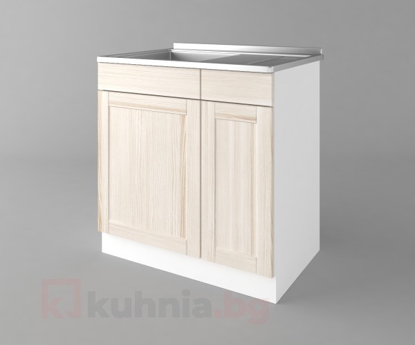 Долен кухненски шкаф с мивка с едно работещо чекмедже Калатея - Крем
