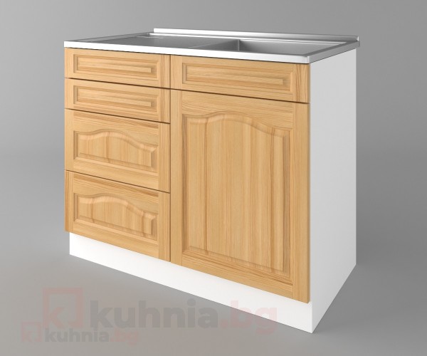 Долен кухненски шкаф с мивка - с четири работещи чекмеджета Астра - Натурална