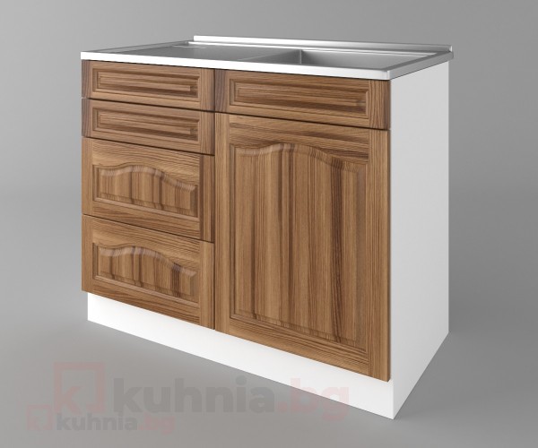 Долен кухненски шкаф с мивка - с четири работещи чекмеджета Астра - Канела