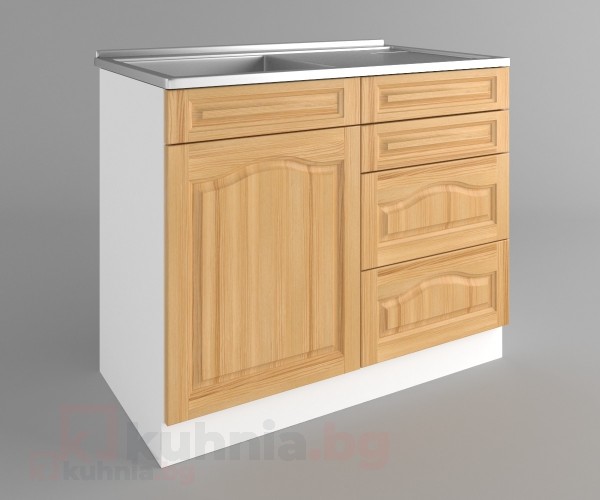 Долен кухненски шкаф с мивка - с четири работещи чекмеджета Астра - Натурална