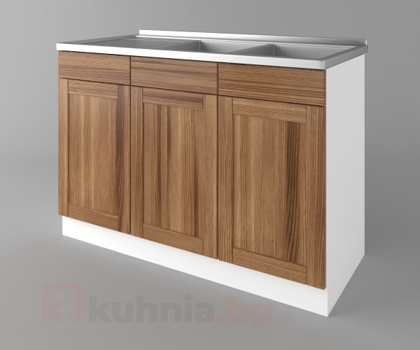 Долен кухненски шкаф с двукоритна мивка Калатея - Канела