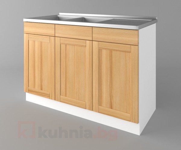 Долен кухненски шкаф с двукоритна мивка Калатея - Натурална