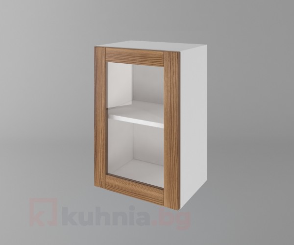 Горен кухненски шкаф с една врата за стъкло Калатея - Канела