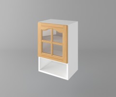 Горен кухненски шкаф с една врата за стъкло и ниша Астра - Натурална 1