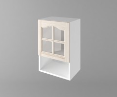 Горен кухненски шкаф с една врата за стъкло и ниша Астра - Крем 1