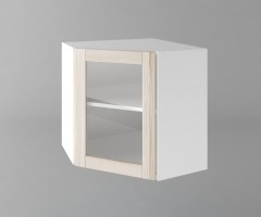 Горен кухненски шкаф за вътрешен ъгъл с една врата за стъкло б65в Калатея - Крем 1