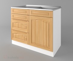 Долен кухненски шкаф с мивка - с четири работещи чекмеджета Астра - Натурална 1