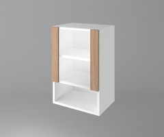 Горен кухненски шкаф с една врата със стъкло и ниша Поларис 1