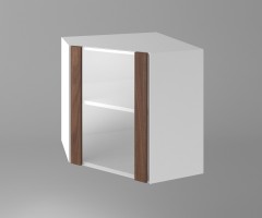 Горен кухненски шкаф за вътрешен ъгъл с една остъклена врата Атлас 1