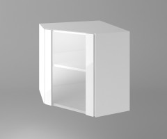 Горен кухненски шкаф за вътрешен ъгъл с една остъклена врата Нарцис - Гланц 1