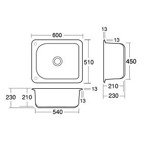 схема на вграждане на единична мивка - фат № 2110