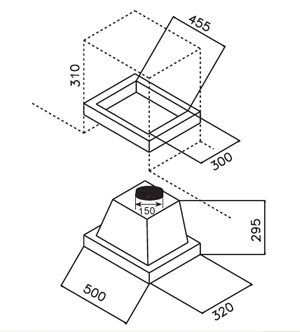 абсорбатор за пълно вграждане с пирамидален профил - GFT 800 - схема на вграждане