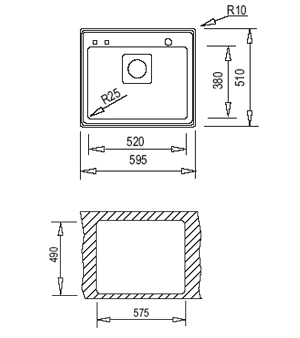 мивка за вграждане - Frame 1C Plus - схема на вграждане